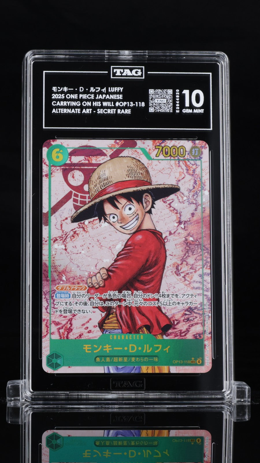 TAG 10 GEM MINT Japanese One Piece 2025 Monkey D. Luffy OP13-118 Alt Art SR