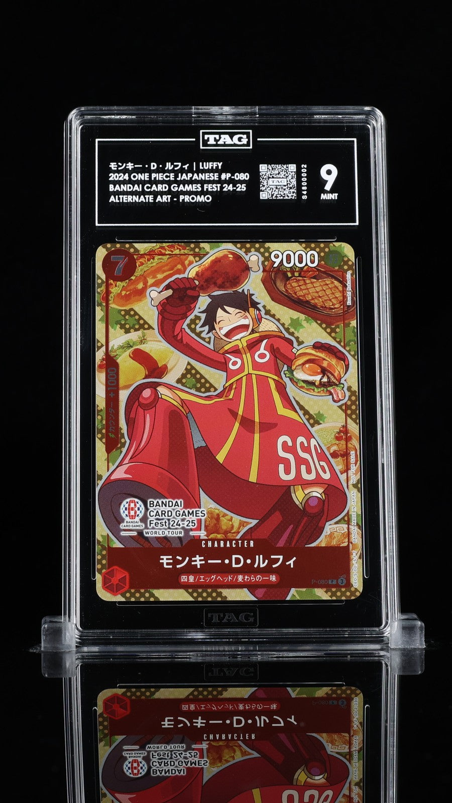 TAG 9 MINT Japanese One Piece 2024 MONKEY D. LUFFY P-080 BANDAI CARD GAMES FEST