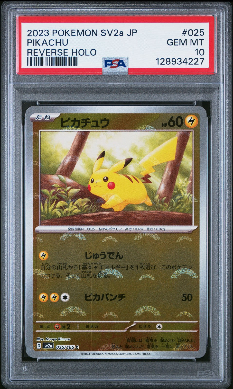 PSA 10 GEM MINT JAPANESE POKEMON 2023 PIKACHU 025/165 POKEMON