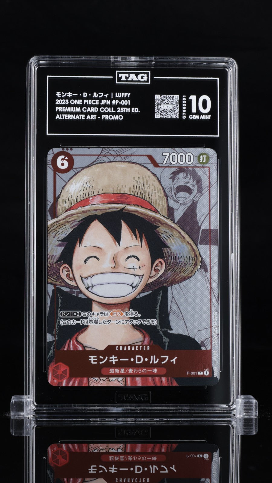 TAG 10 GEM MINT One Piece 2023 Monkey D. Luffy P-001 Collection 25th Anniversary